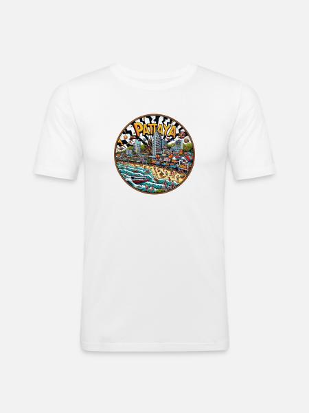 Pattaya Thailand City Design - Men's Slim Fit T-Shirt - white