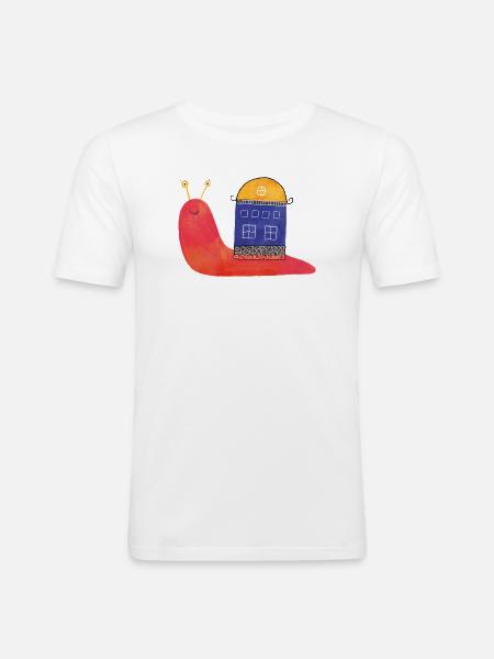 Schnecke mit Haus – Lustiges Design 🐌🏡 - Männer Slim Fit T-Shirt - Weiß