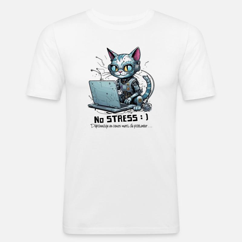 Geekiger Computer-Chat, Computer-Humor - Männer Slim Fit T-Shirt - Weiß