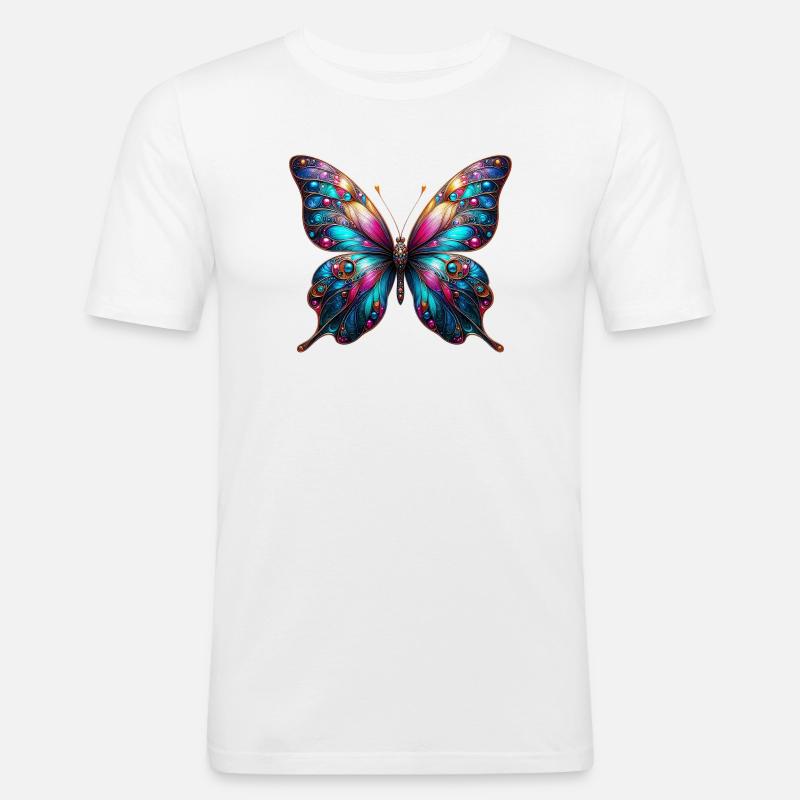 Schmetterling - Männer Slim Fit T-Shirt - Weiß