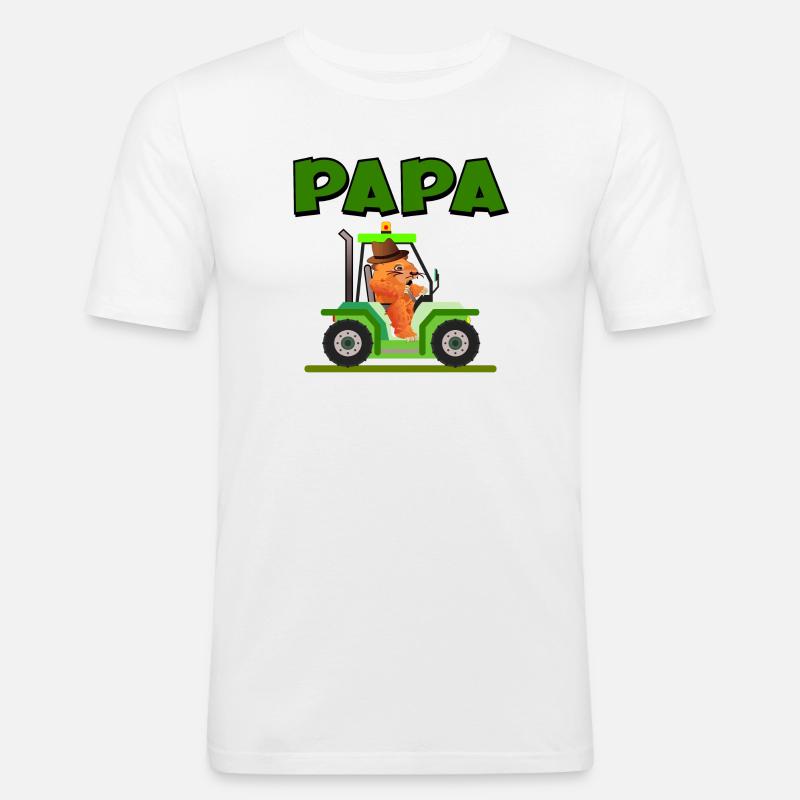 Bauer Vater Traktor - Männer Slim Fit T-Shirt - Weiß