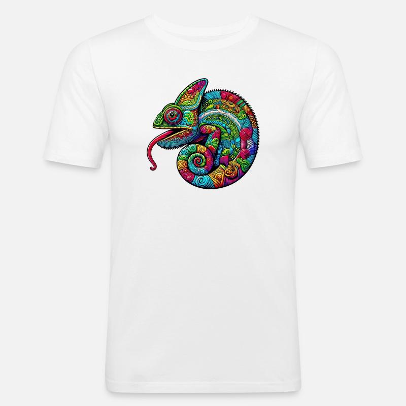 Chamäleon - Männer Slim Fit T-Shirt - Weiß