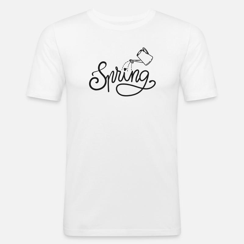 spring frühlingsbeginn garten gießen beet - Männer Slim Fit T-Shirt - Weiß