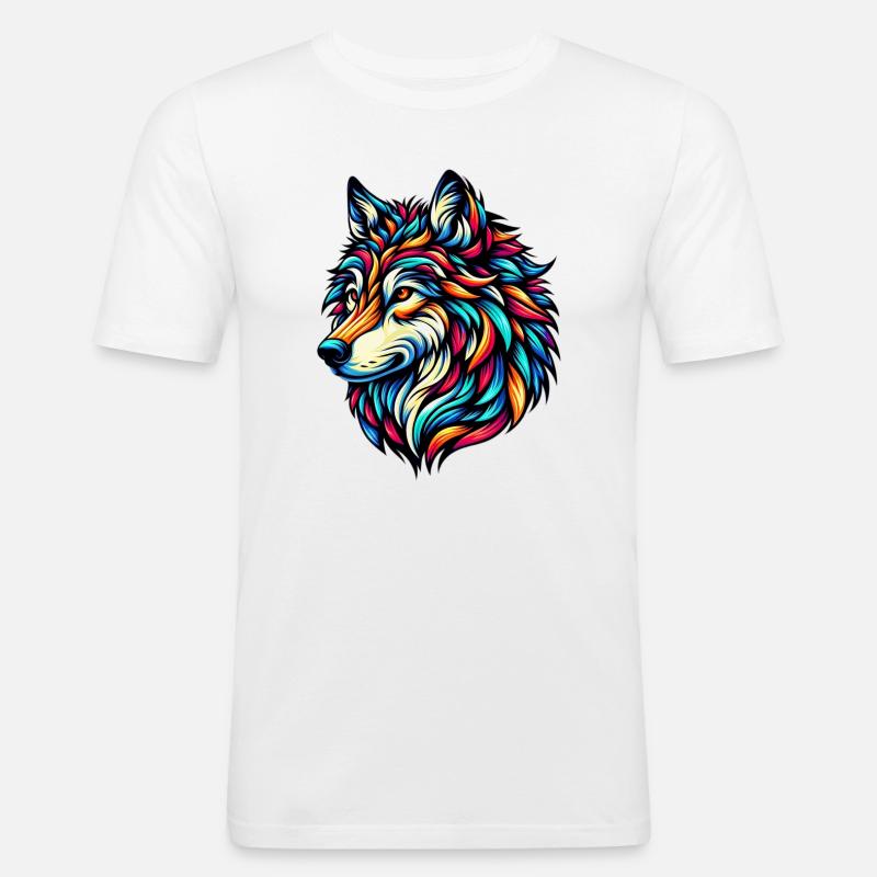 Wolf - Men's Slim Fit T-Shirt - white