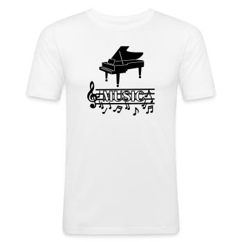 Logo de musique de piano - T-shirt près du corps Homme - blanc - Devant - Nik (191cm)