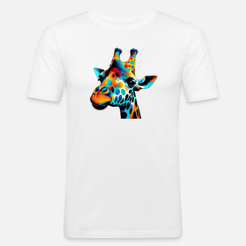 Giraffe Pop Art - Männer Slim Fit T-Shirt - Weiß
