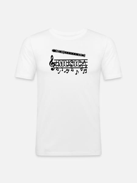 Recorder music logo - Men's Slim Fit T-Shirt - white