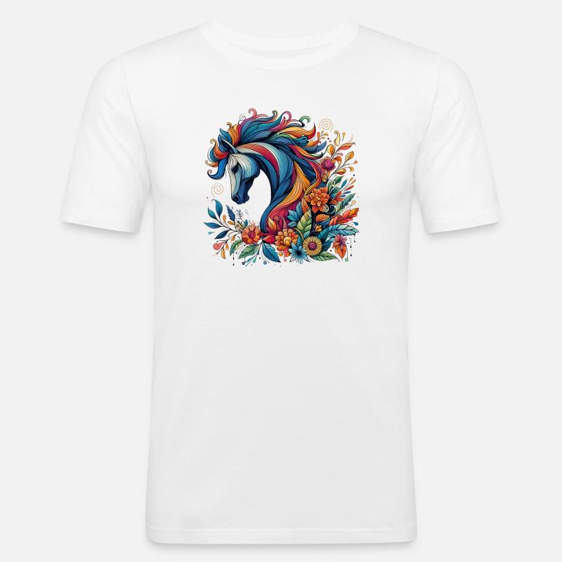 Pferd - Männer Slim Fit T-Shirt - Weiß