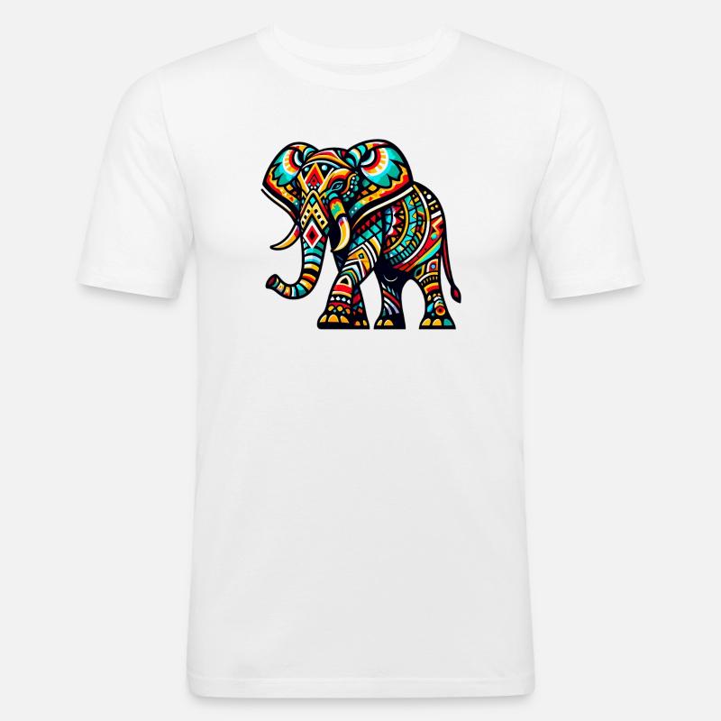 Elefant - Männer Slim Fit T-Shirt - Weiß