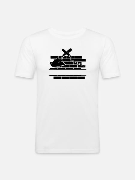 Joint nail and trowel with wall - Men's Slim Fit T-Shirt - white