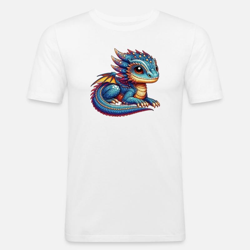 Drache - Männer Slim Fit T-Shirt - Weiß
