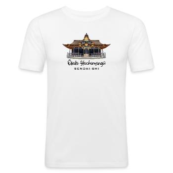 Japan, Schrein Osaki Hachimangu, Sendai, Zeichnung - Männer Slim Fit T-Shirt - Weiß - Vorne - Nik (191cm)