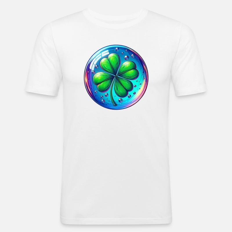 Vierblättriges Kleeblatt - Männer Slim Fit T-Shirt - Weiß