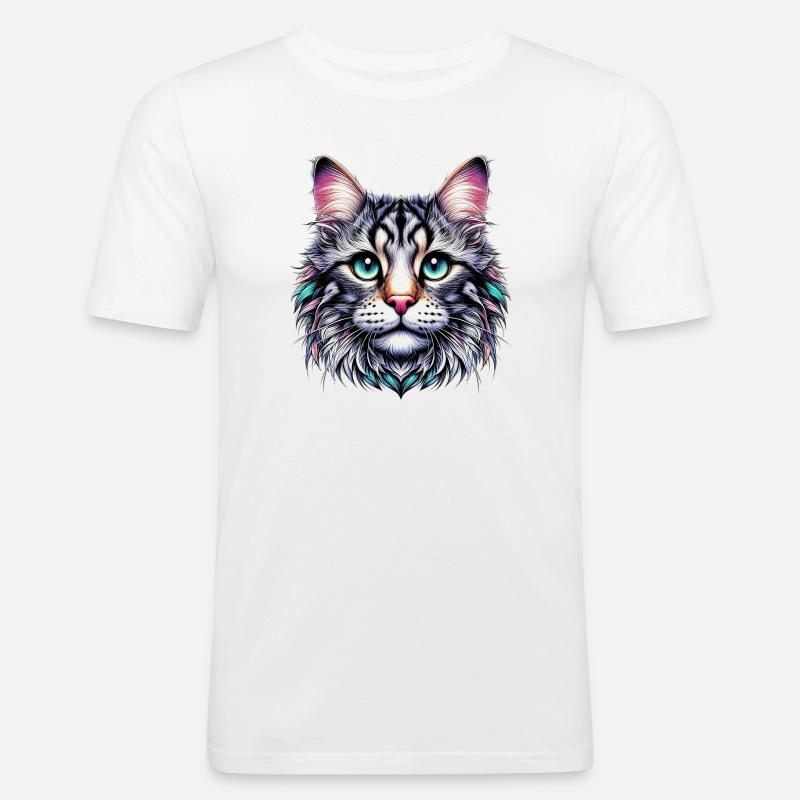 Katze - Männer Slim Fit T-Shirt - Weiß