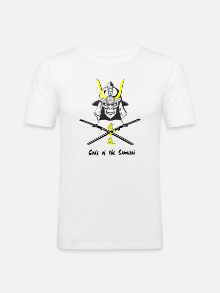 Samuraihelm Kabuto 4 - Männer Slim Fit T-Shirt - Weiß