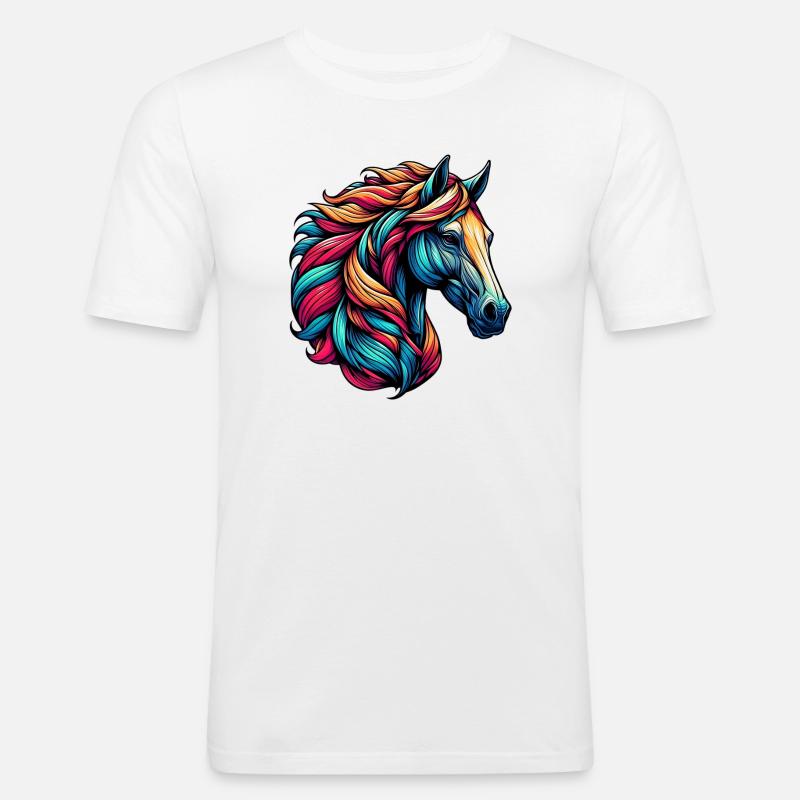Pferd - Männer Slim Fit T-Shirt - Weiß