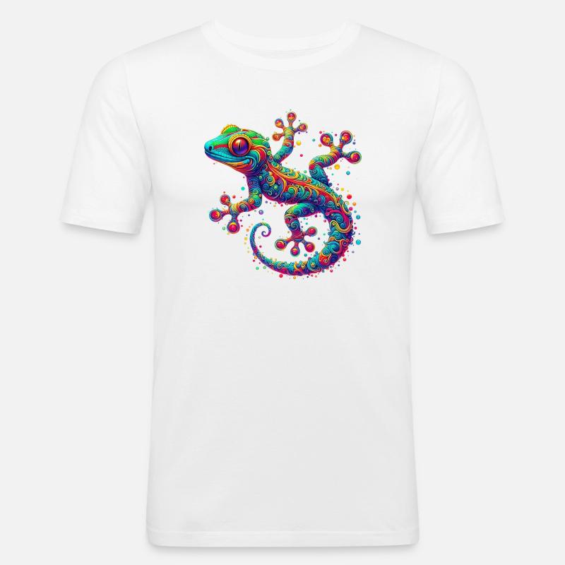 Gecko - Männer Slim Fit T-Shirt - Weiß