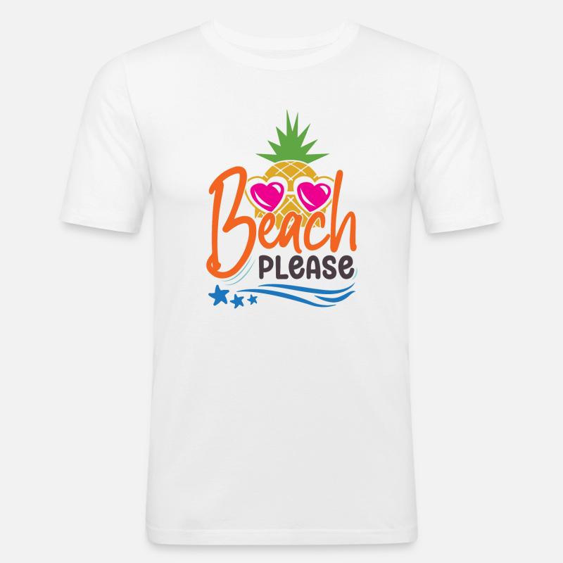 Strand bitte - Männer Slim Fit T-Shirt - Weiß