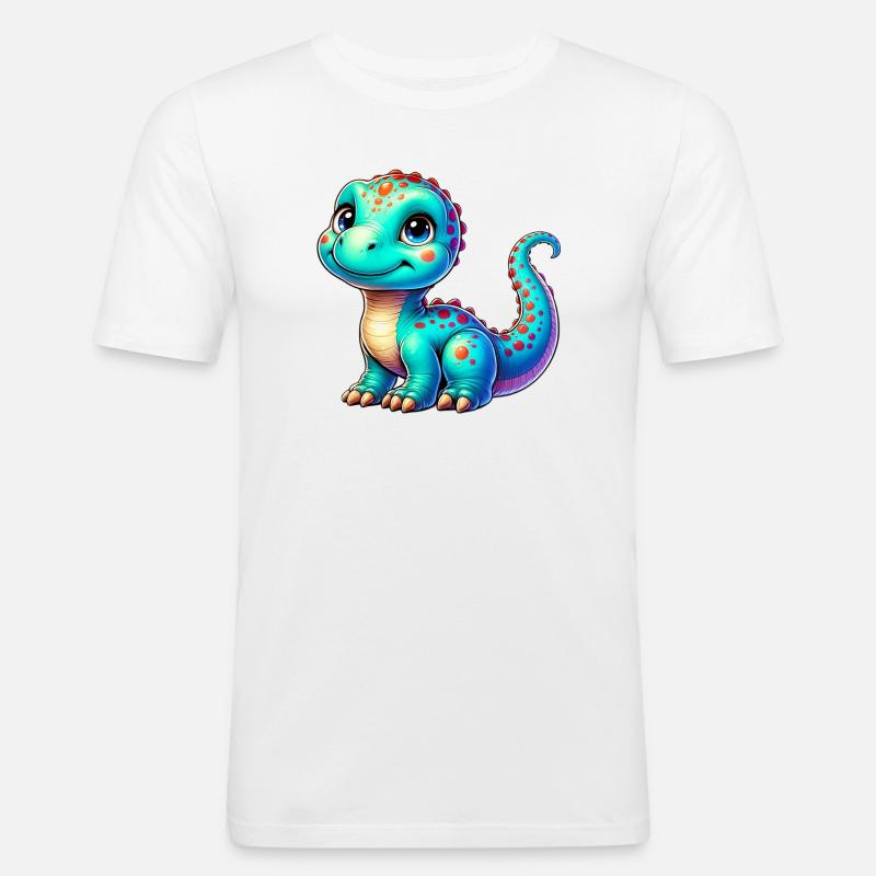 Dinosaurier - Männer Slim Fit T-Shirt - Weiß