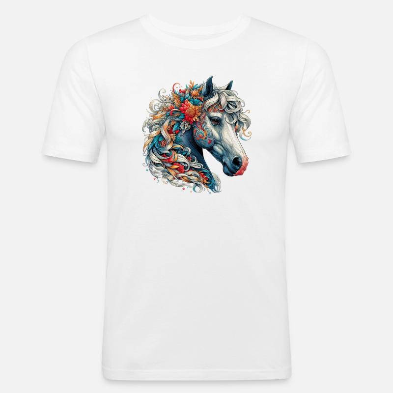 Pferd - Männer Slim Fit T-Shirt - Weiß