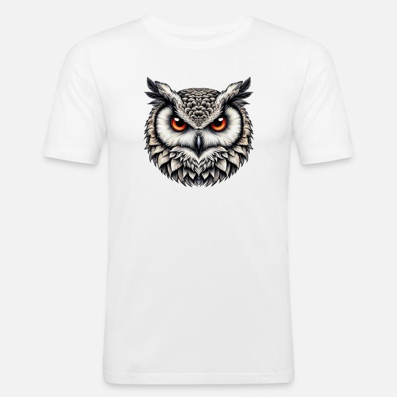 Eule - Männer Slim Fit T-Shirt - Weiß