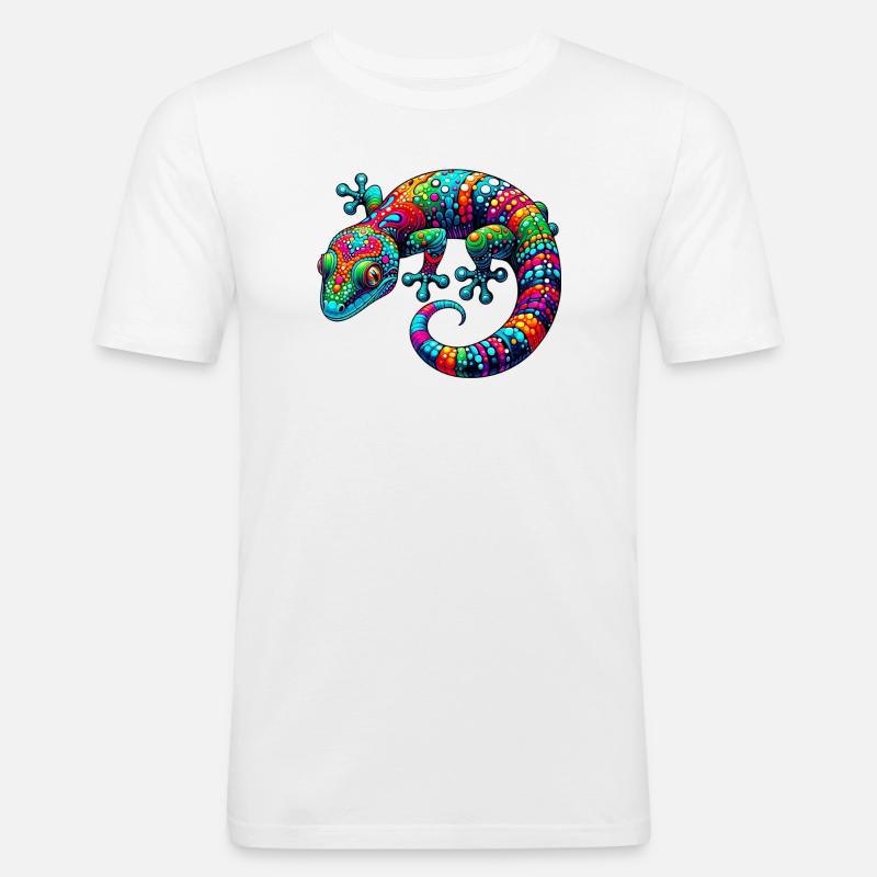 Gecko - Männer Slim Fit T-Shirt - Weiß