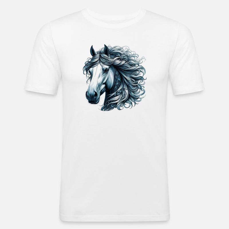 Pferd - Männer Slim Fit T-Shirt - Weiß