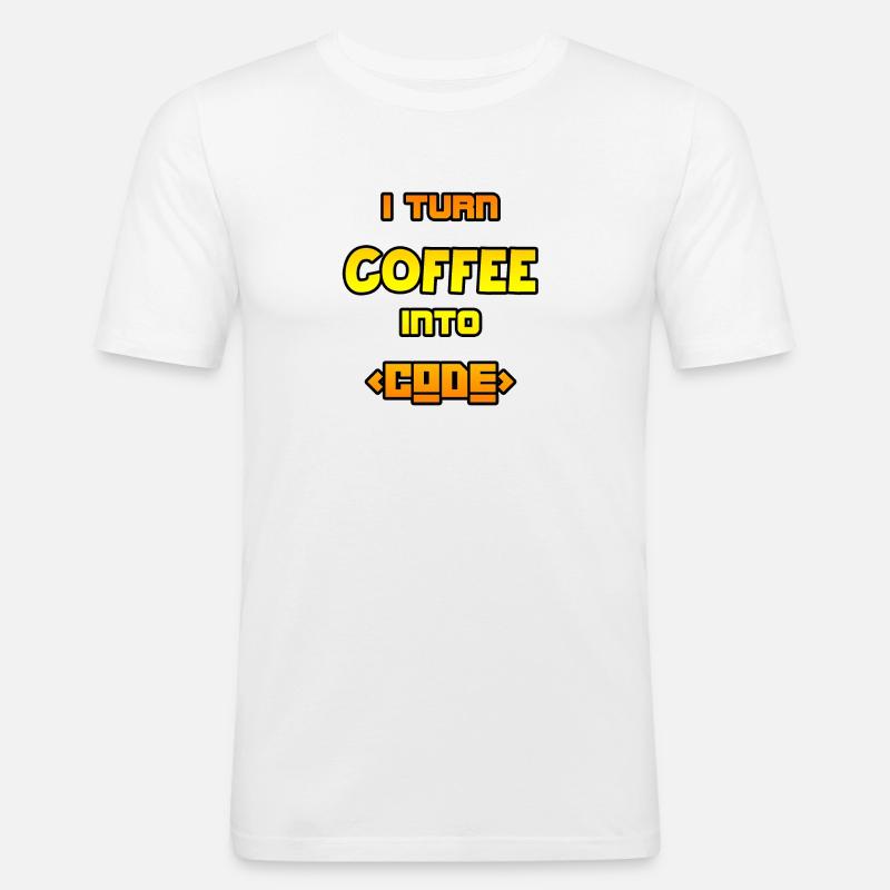 I turn coffee into code - Men's Slim Fit T-Shirt - white