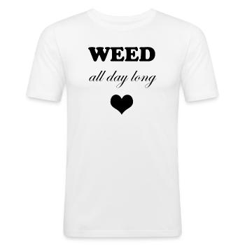 Weed All Day Long Heart - Men's Slim Fit T-Shirt - white - Front - Nik (191cm)