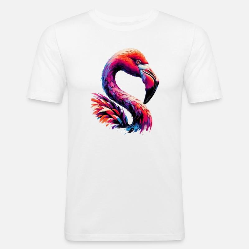 Flamingo - Männer Slim Fit T-Shirt - Weiß