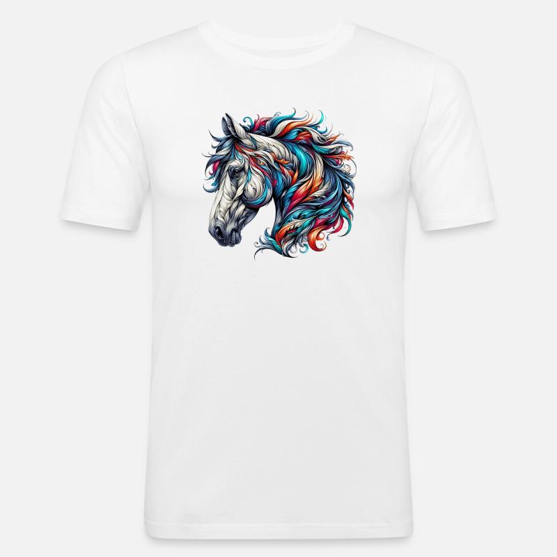 Pferd - Männer Slim Fit T-Shirt - Weiß