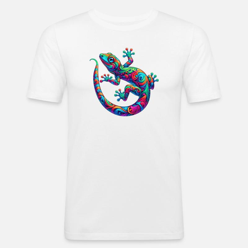 Gecko - Männer Slim Fit T-Shirt - Weiß