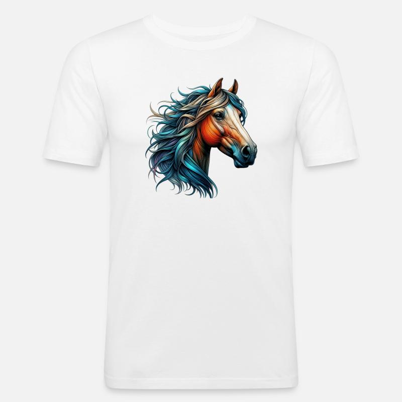 Pferd - Männer Slim Fit T-Shirt - Weiß