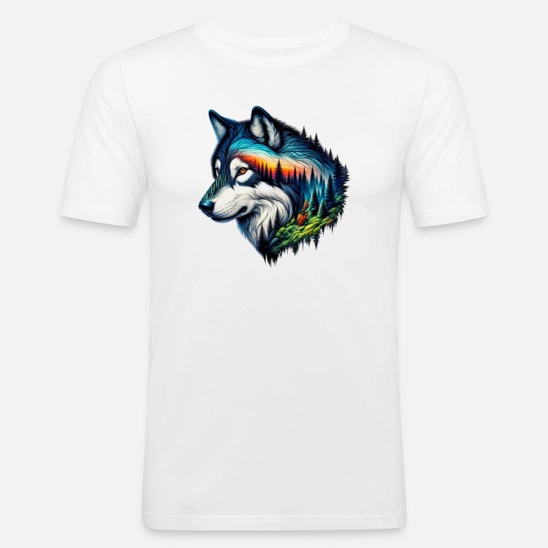 Wolf - Men's Slim Fit T-Shirt - white