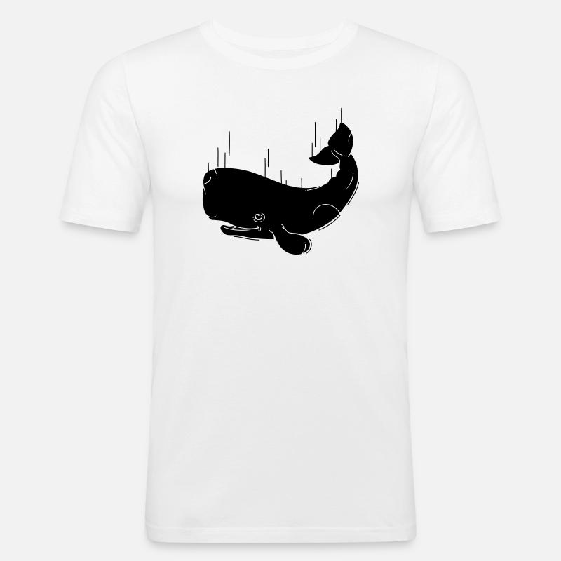 Fallender Wal - Männer Slim Fit T-Shirt - Weiß