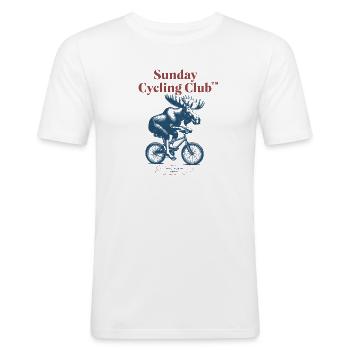 Sunday Cycling Club Elch - Männer Slim Fit T-Shirt - Weiß - Vorne - Nik (191cm)