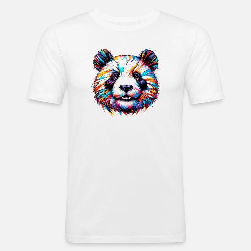 Panda - Männer Slim Fit T-Shirt - Weiß