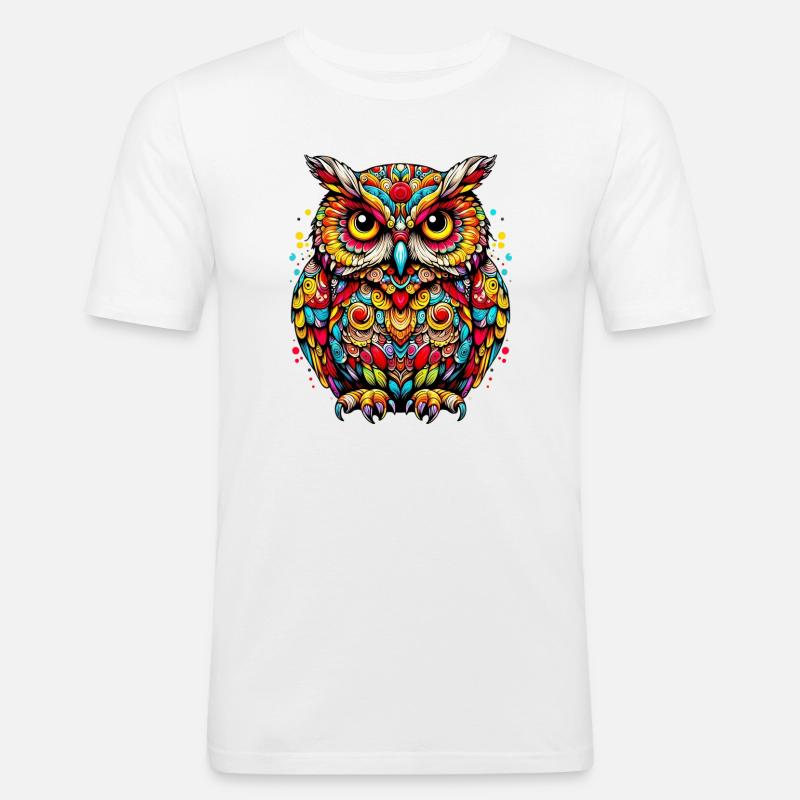 Eule - Männer Slim Fit T-Shirt - Weiß