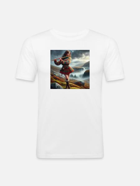Musicienne celtique - T-shirt près du corps Homme - blanc