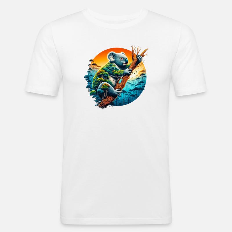 Koala - Männer Slim Fit T-Shirt - Weiß