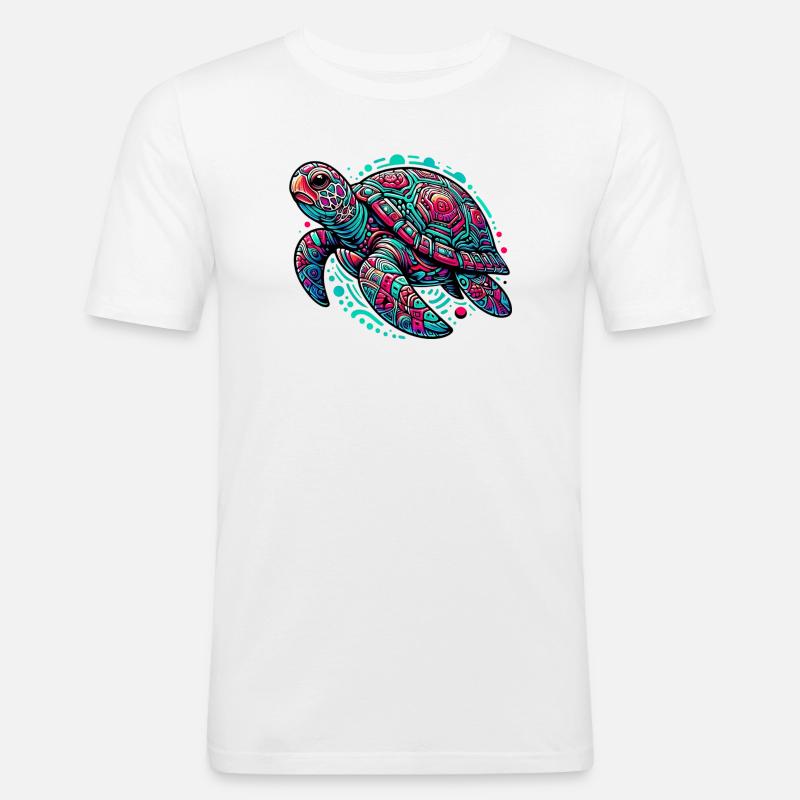 Schildkröte - Männer Slim Fit T-Shirt - Weiß