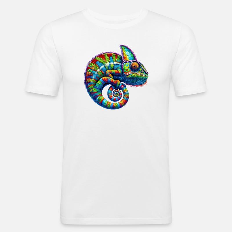 Chamäleon - Männer Slim Fit T-Shirt - Weiß