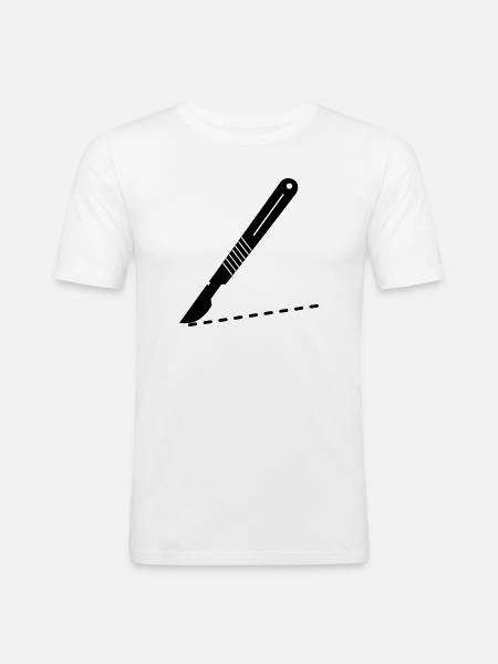 Scalpel blades with cutting line - Men's Slim Fit T-Shirt - white