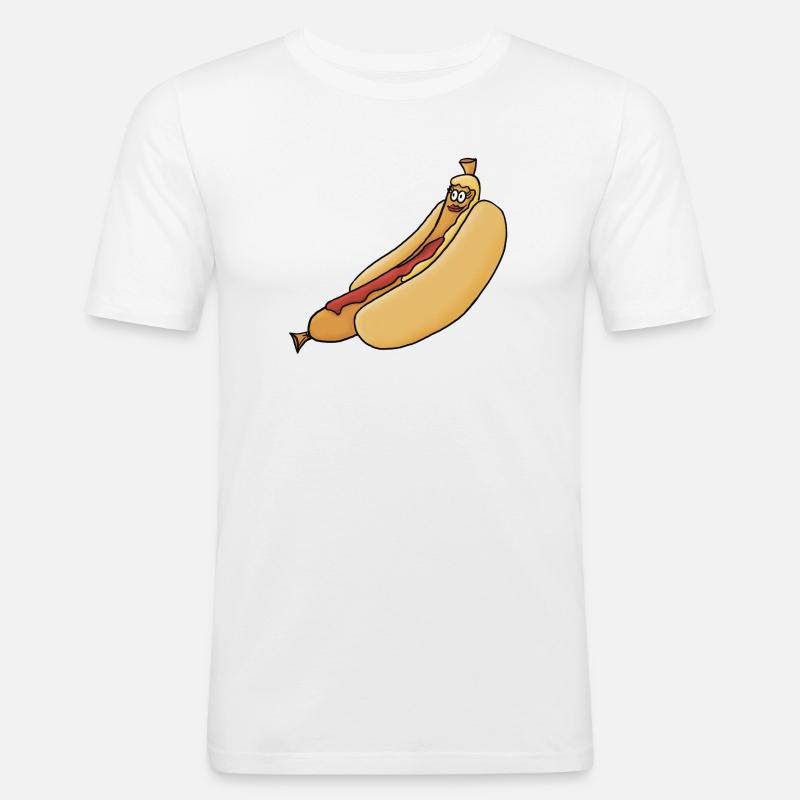 entspannte Bockwurst im Brötchen - Männer Slim Fit T-Shirt - Weiß