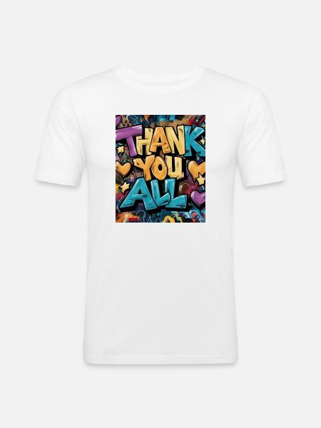 Graffiti-Stil Dankeschön-Druck - Männer Slim Fit T-Shirt - Weiß