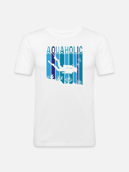 Aquaholic - Männer Slim Fit T-Shirt - Weiß