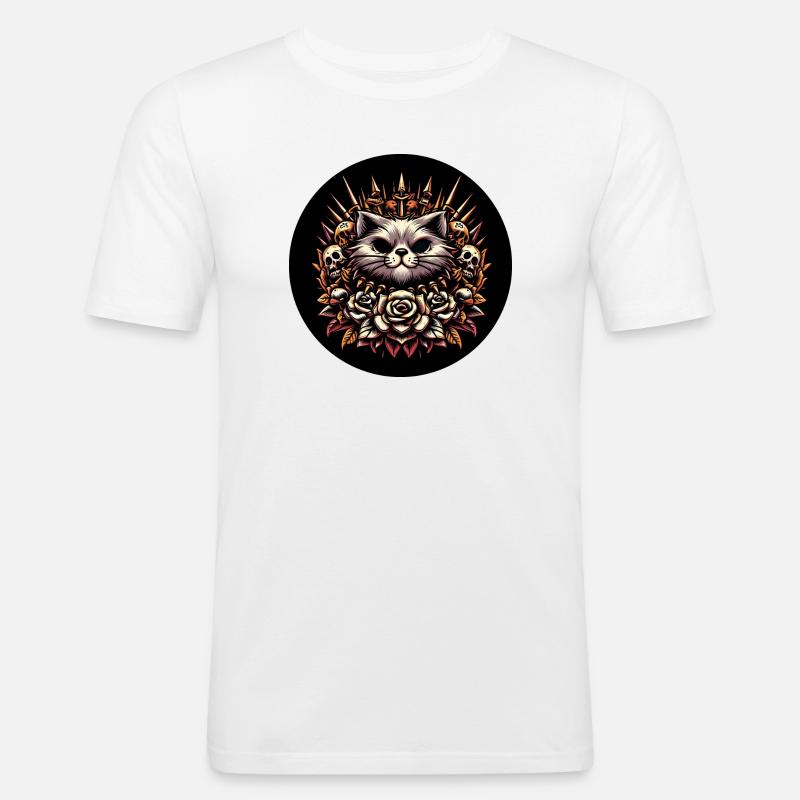 Evil cat - Männer Slim Fit T-Shirt - Weiß