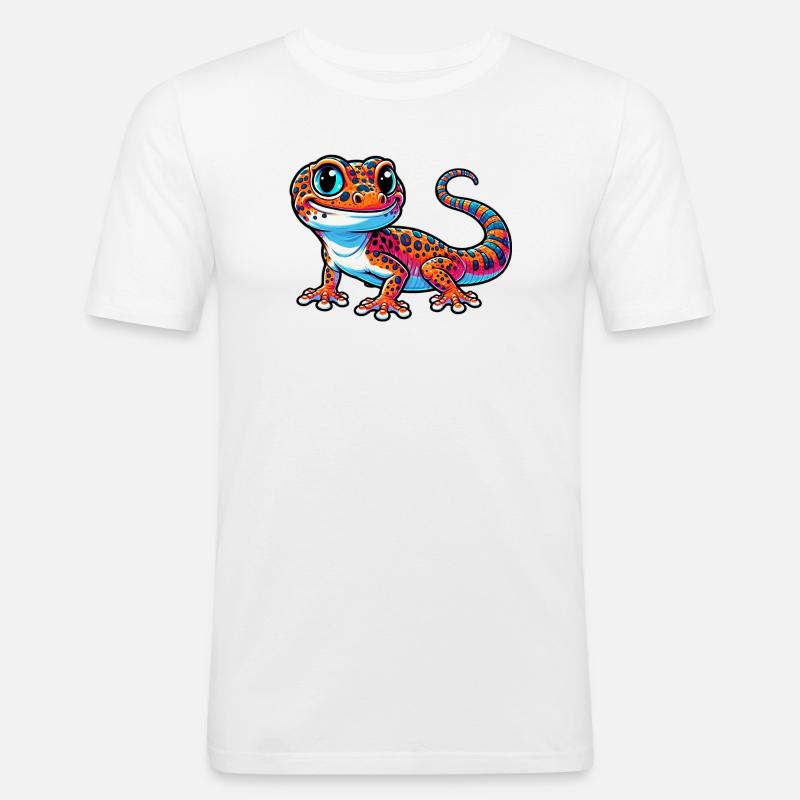 Gecko - Männer Slim Fit T-Shirt - Weiß