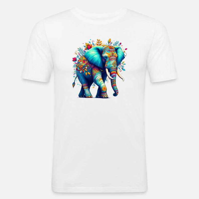 Elefant - Männer Slim Fit T-Shirt - Weiß