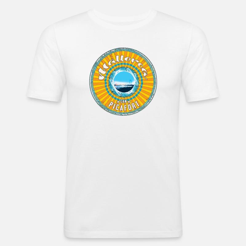 Mallorca Can Picafort - Männer Slim Fit T-Shirt - Weiß